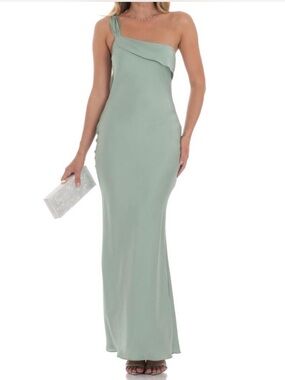 Lucy in the Sky One-Shoulder Sage Green Evening Dress